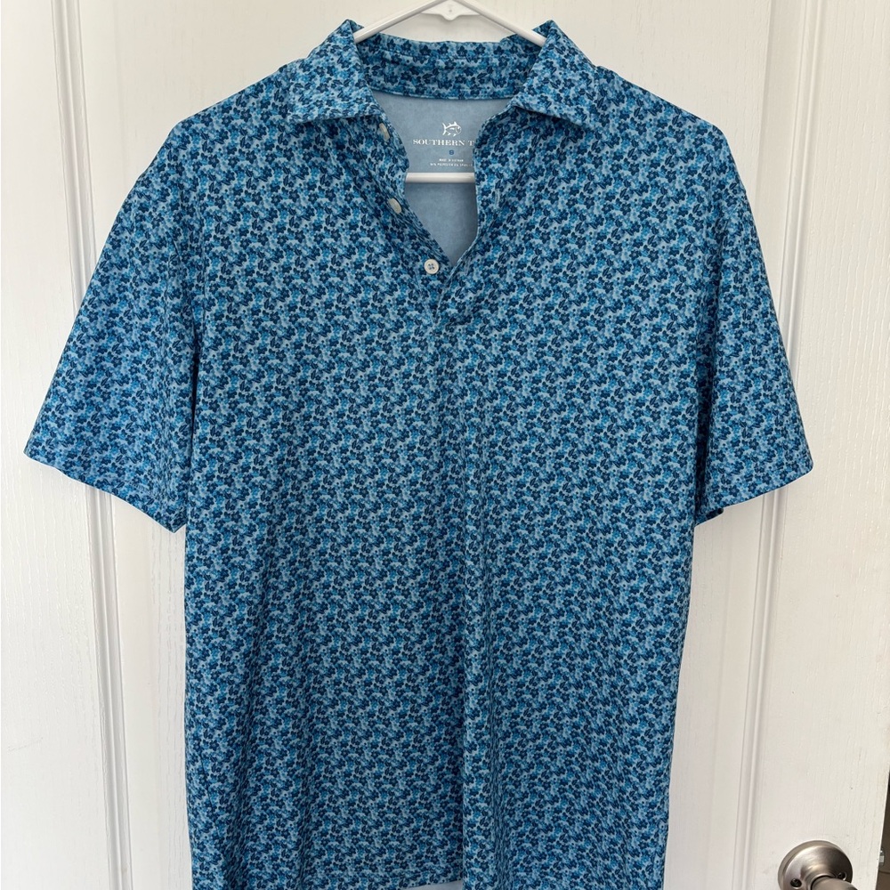 Southern Tide Men's Blue Patterned Shirt